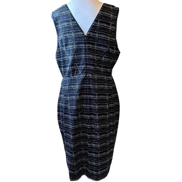 TART Sleeveless Black & White Dot Sheath Dress Sz 1X  V‑Neck Polished OfficeWear - Picture 3 of 14